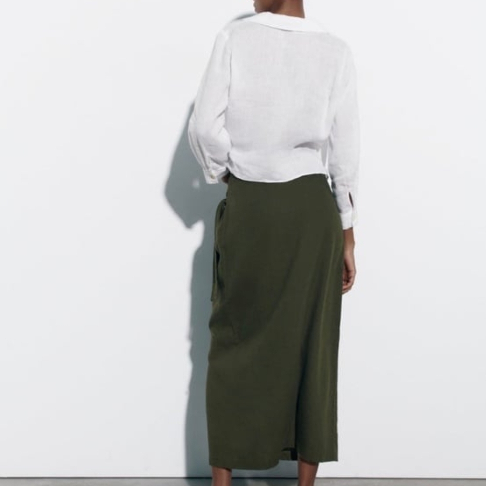 Zara Dark Green Midi Skirt - Picture 5 of 9